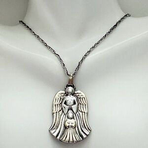 Vintage Gorham Diamond Sterling Silver Guardian Angel Necklace